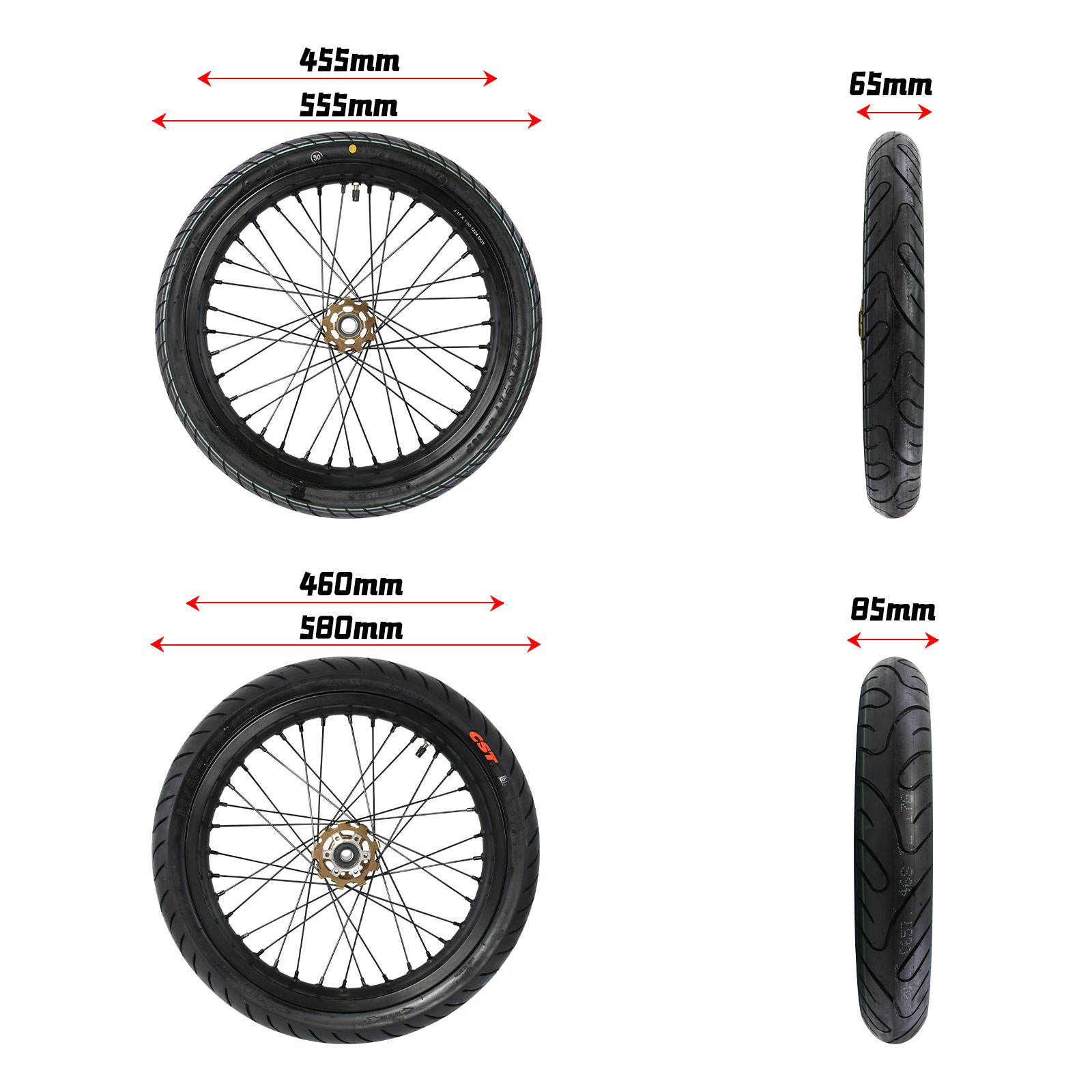 17 inch supermoto wheelset for Light bee